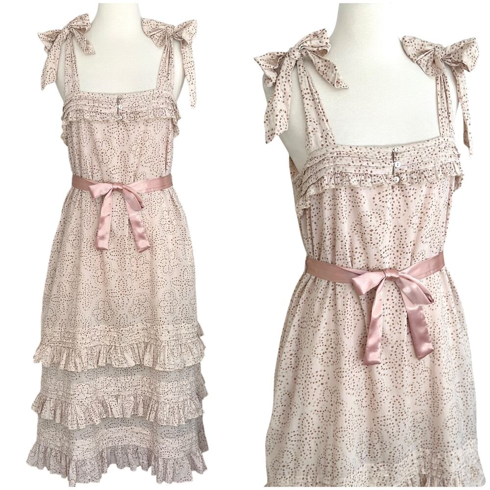 Cleobella Pink and Cream Midi Dress